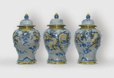 Choé Thờ Men Rạn Bát Tràng Bọc Đồng Vẽ Rồng