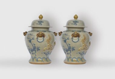 Choé Thờ Song Lân Men Rạn Bát Tràng