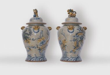 Choé Thờ Men Rạn Bát Tràng Song Long