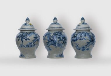 Choé Thờ Men Xanh Hình Rồng Men Rạn