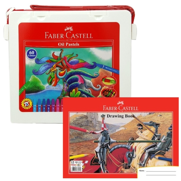 Combo Bút Sáp Dầu 60 Màu + Giấy Vẽ Khổ A3 Faber-Castell