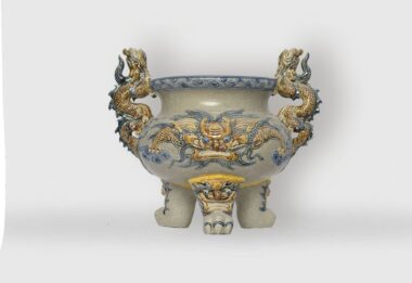 Đỉnh Thờ Men Rạn Bát Tràng Song Long