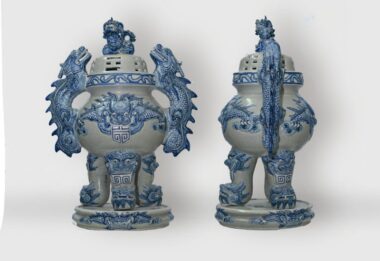 Đỉnh Thờ Men Rạn Bát Tràng Men Xanh