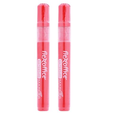 Vỉ Bút Lông Bảng Flexoffice - 2 Cây - Mực Đỏ - FO-WB02