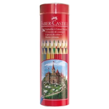 Chì Màu Lục Giác Faber-Castell -115828 – 36 Màu Dài (Hộp Thiếc Tròn) F