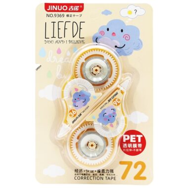 Vỉ 2 Bút Xóa Kéo - Jinuo 9369 - Màu Vàng