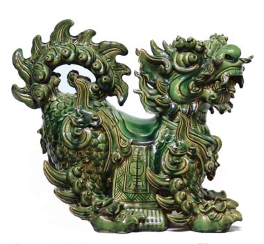 Tượng gốm Nghê Ngồi - Men Ngọc - Gốm Sứ Bát Tràng | Mekoong