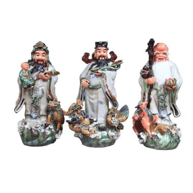 Tượng gốm Phúc Lộc Thọ - Men Rạn Cổ - Bát Tràng | Mekoong