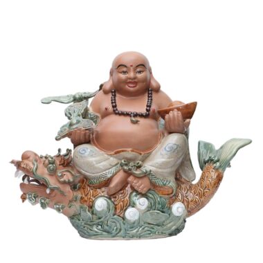Tượng Gốm Di Lặc Ngồi Cá Chép Hóa Rồng - Bát Tràng | Mekoong