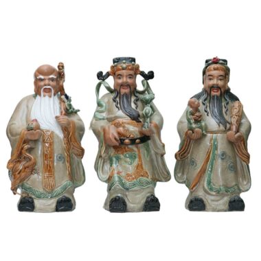 Tượng Gốm Phúc Lộc Thọ - Men Rạn - Gốm Sứ Bát Tràng | Mekoong