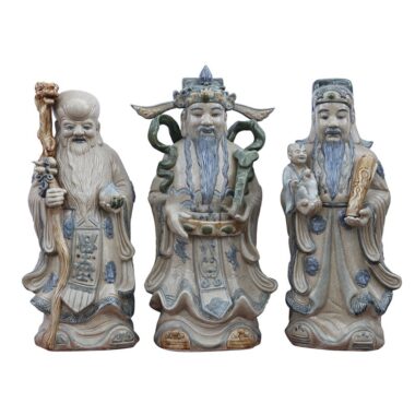 Tượng Gốm Phúc Lộc Thọ - Men Giả Cổ - Bát Tràng | Mekoong
