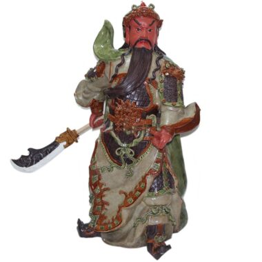 Tượng Gốm Quan Công Mặt Hồng - Men Rạn - Cao 60cm - Bát Tràng | Mekoong