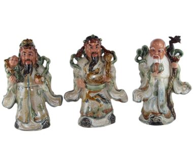 Tượng Gốm Phúc Lộc Thọ - Men Rạn Cổ - Hàng Kỹ - Gốm Sứ Bát Tràng | Mekoong