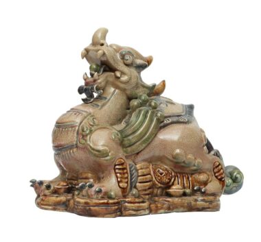 Tượng Gốm Tỳ Hưu - Men Rạn Cổ - Gốm Sứ Bát Tràng - Cao 27cm | Mekoong