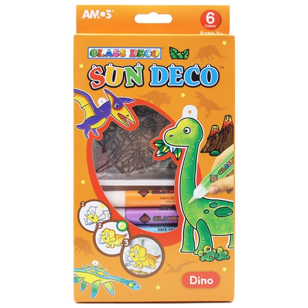 Bộ Màu Vẽ Trang Trí Trên Kính Sun Deco – Amos SD10P6-D – Dino cao cấp