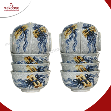 Bộ Bát Cuốn Thư Men Rạn Cổ