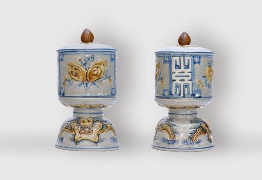 Dai Tho Bat Trang Men Ran Boc Dong Cao Cap Đài Thờ Bát Tràng Men Rạn Bọc Đồng Cao Cấp