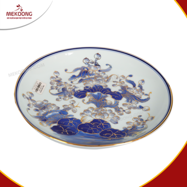 Mâm Bồng Men Lam Vẽ Vàng