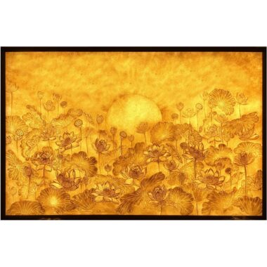 Tranh trúc chỉ họa tiết kim sa cao cấp -size 60cm x90cm