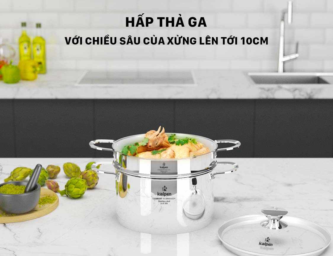 Xửng hấp Inox 304 thông minh Kalpen SSK-28