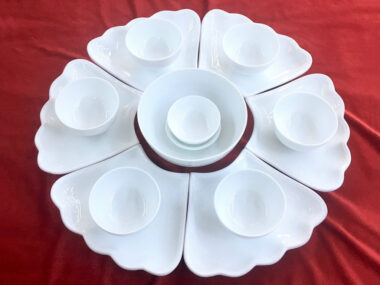 Bộ bát đĩa mâm cúng gia tiên men trắng 45cm