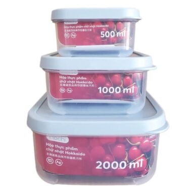 Bộ hộp thực phẩm chữ nhật Hokkaido 500-1000- 2000ml