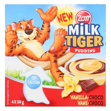 Pudding Zott Milk Tiger hương vani – sô cô la 50g (1 hộp)