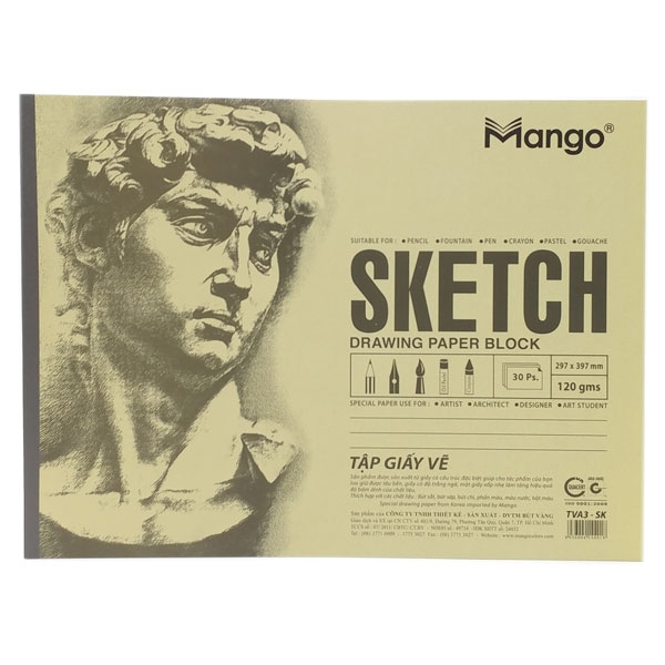 Tập Giấy Vẽ A3 Sketch - Mango