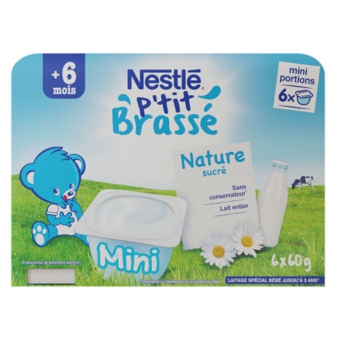 Sữa chua Nestlé P’tit Brasse vị chuối 6 hộp x 60g (Trên 6 tháng)