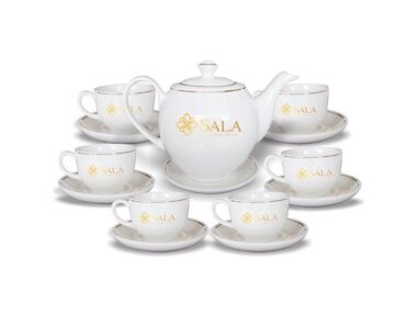 Bộ quà tặng ấm chén in logo Bát Tràng Khu Biệt Thự Sala HG