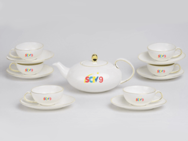 Bộ Trà Minh Long 0.47 L Anna SCTV9 Elip in Logo Chỉ Vàng HG