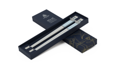 Bộ 02 đôi đũa sứ dưỡng sinh 24.4cm – Màu xanh dương pastel Quà Tặng Gốm Sứ