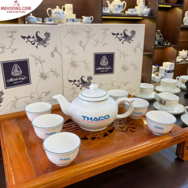 Bộ Trà Minh Long 0.35 L Jasmine Chỉ Xanh in logo Thaco HG