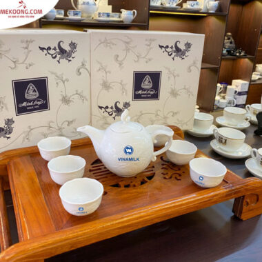 Bộ Trà Minh Long 0.3 L Sen IFP Chỉ Bạch Kinh in logo Vinamilk HG