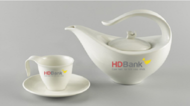 Bộ Trà Minh Long 0.45 L Anh Vũ Trắng in logo HD Bank HG