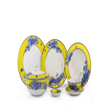 Bộ đồ ăn 06 người Âu Á 45 sản phẩm - Sago - Mẫu Đơn Vàng Quà Tri Ân