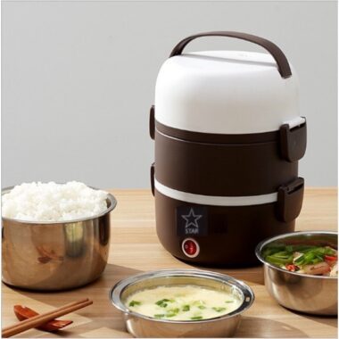 Bộ Hộp Cơm Giữ Nhiệt Văn Phòng Cao Cấp Cắm Điện inox 3 Tầng