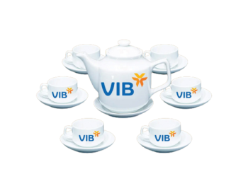 Quà Bảo Hiểm Khuyến Mãi Bộ Ấm Chén In Logo VIB