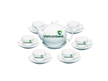 Quà Bảo Hiểm Khuyến Mãi Bộ Ấm Chén In Logo Vietcombank