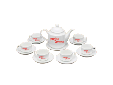 Quà Bảo Hiểm Bộ Ấm Chén In Logo VietjetAir