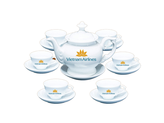 Quà Bảo Hiểm Bộ Ấm Chén In Logo Vietnam Airlines
