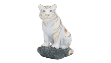 Hổ Khát Vọng 24.4 cm - Trắng - Trang trí Vàng 24K Độc Đáo
