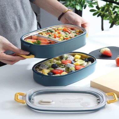 Hộp Cơm Giữ Nhiệt 2 TẦNG 2 LỚP Ruột INOX 304 Cao cấp mẫu mới 2021