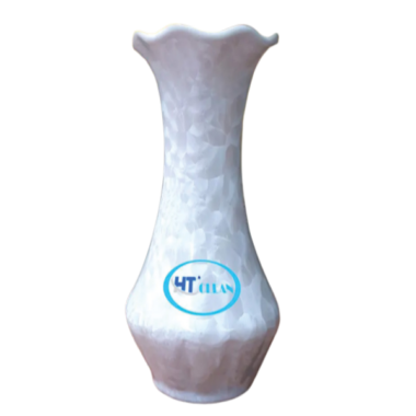 Lọ Hoa Men In Logo Dáng Tỏi Dẹt Trắng Quà Tri Ân