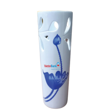 Lọ Hoa Sứ In Logo Dáng Cốc Vẽ Hoa Quà Tri Ân