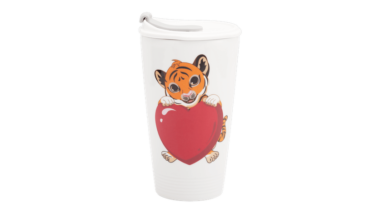 Ly sứ dưỡng sinh 0.48 L + nắp ống hút (K1) - Hổ Hạnh Phúc Quà Tặng Sự Kiện