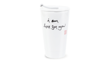 Ly sứ dưỡng sinh 0.48 L + nắp ống hút (K1) - I am here for you Quà Tặng Gốm Sứ