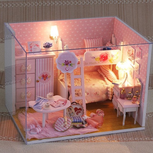 Mô hình phòng ngủ màu hồng Độc Đáo 