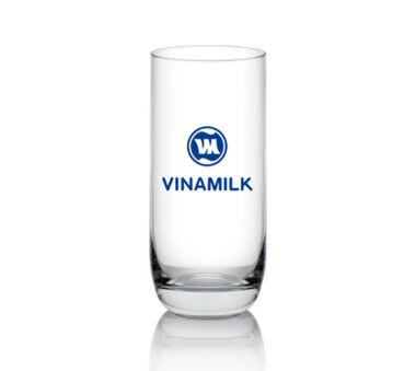 Quà Bảo Hiểm Ly Thủy Tinh Dáng Trụ In Logo Vinamilk