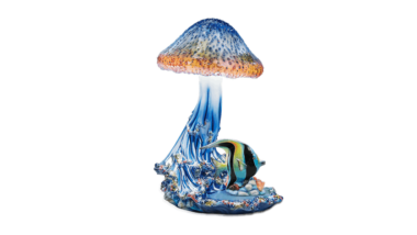 Quà Tân Gia Bộ Đèn Sứa Biển (xà cừ) + Cá Thù Lù - Trang trí màu